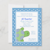 Happy Zee Turtle Blue Baby shower Invitation Kaart (Voorkant)