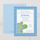 Happy Zee Turtle Blue Baby shower Invitation Kaart (Voorkant / Achterkant)