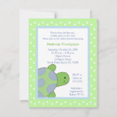 Happy Zee Turtle Green Baby shower Invitation Kaart (Voorkant)