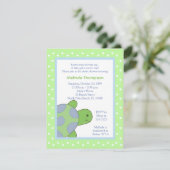 Happy Zee Turtle Green Baby shower Invitation Kaart (Staand voorkant)