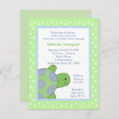 Happy Zee Turtle Green Baby shower Invitation Kaart (Voorkant / Achterkant)