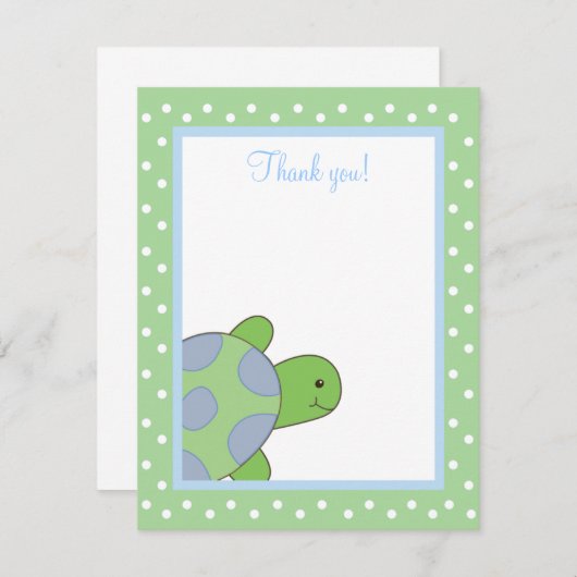 HAPPY ZEE TURTLE (groen) 4x5 Flat Dank u wel Notitiekaartje (Voorkant / Achterkant)