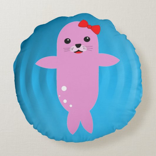 Happy-zegel Rond Kussen (Achterkant)