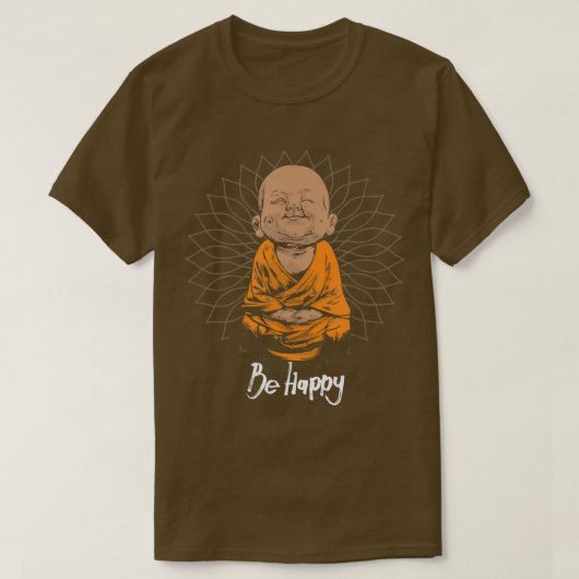 Happy Zen klein baby Buddha tee shirt Mandala T-sh (Design voorkant)