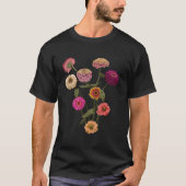 Happy Zinnia Wildflowers Handpainted Style T-shirt (Voorkant)