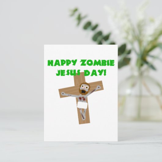 Happy Zombie Jesus Dag Briefkaart (Staand voorkant)