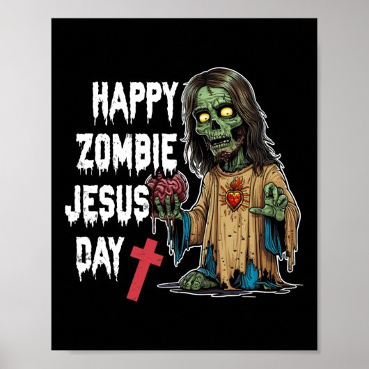 Happy Zombie Jesus Day Skeleton Horror Christ Hall Poster (Voorkant)