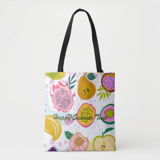 Happy zomers kleurig fruitpatroon helder tote bag (Voorkant)