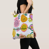 Happy zomers kleurig fruitpatroon helder tote bag (Dichtbij)