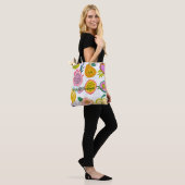 Happy zomers kleurig fruitpatroon helder tote bag (Op model)