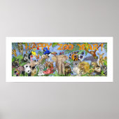 Happy Zoo Year Dimals Childrens Wall Art print (Voorkant)