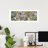 Happy Zoo Year Dimals Childrens Wall Art print (Thuiskantoor)