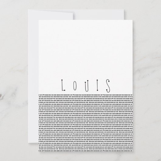 HAPPY | Zwarte gestippelde geboortekaart Aankondiging (Voorkant)