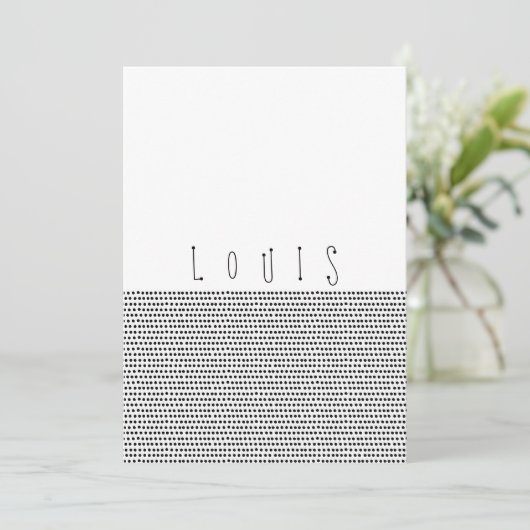 HAPPY | Zwarte gestippelde geboortekaart Aankondiging (Staand voorkant)