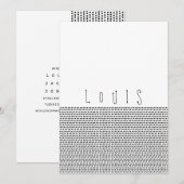 HAPPY | Zwarte gestippelde geboortekaart Aankondiging (Voorkant / Achterkant)