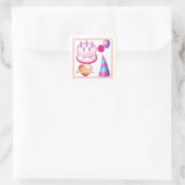 HappyBIRTHDAY Cake Ballon Decorations Vierkante Sticker (Tas)