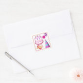 HappyBIRTHDAY Cake Ballon Decorations Vierkante Sticker (Envelop)