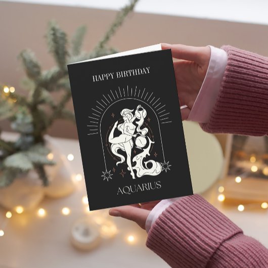 HappyBirthday Mystic Aquarius Zodiac Kaart