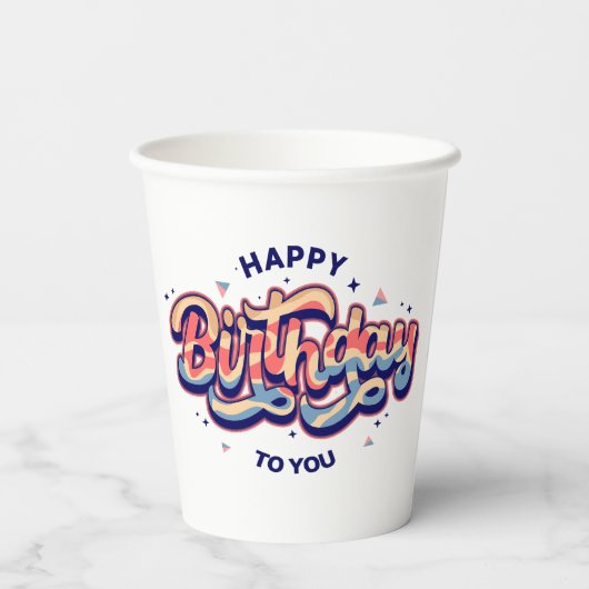 #HappyBirthday #TypographyArt #BirthdayTypography Papieren Bekers (Achterkant)
