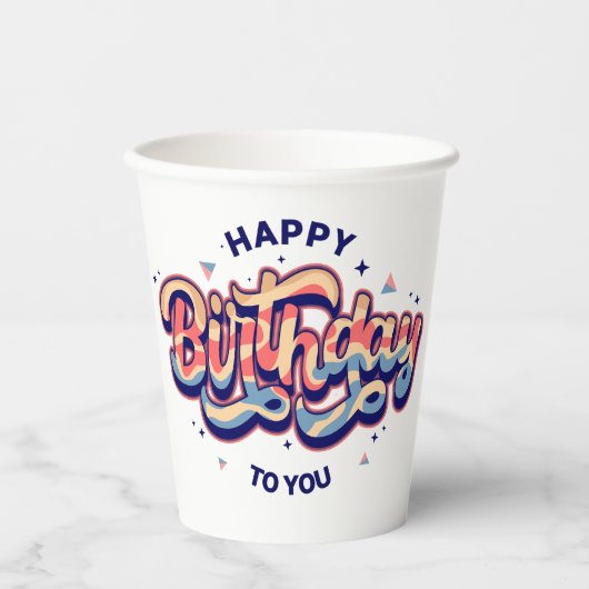 #HappyBirthday #TypographyArt #BirthdayTypography Papieren Bekers (Voorkant)