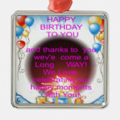 HappyBirthday voor jou Metalen Ornament (Voorkant)