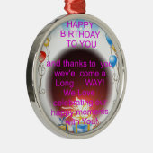 HappyBirthday voor jou Metalen Ornament (Rechts)