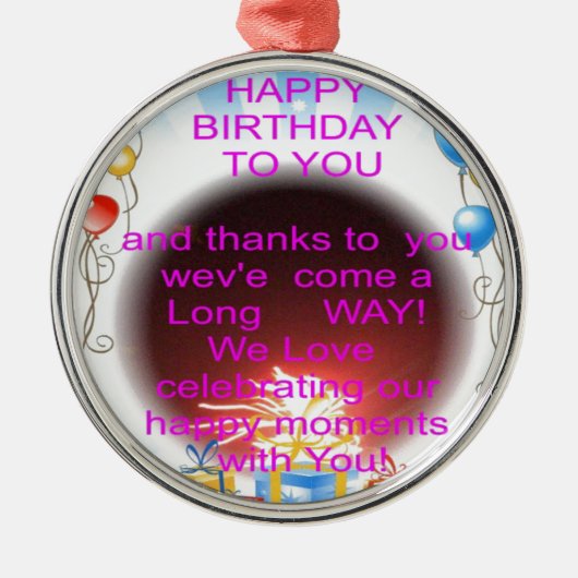 HappyBirthday voor jou Metalen Ornament (Voorkant)