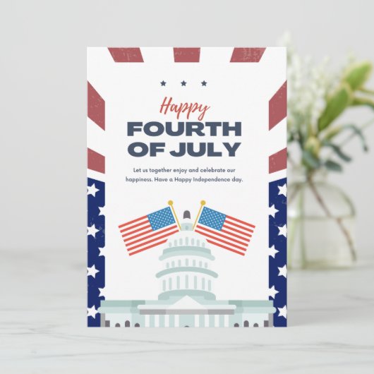 #HappyFourthOfJulyFlatHolidayCard Feestdagenkaart (Staand voorkant)