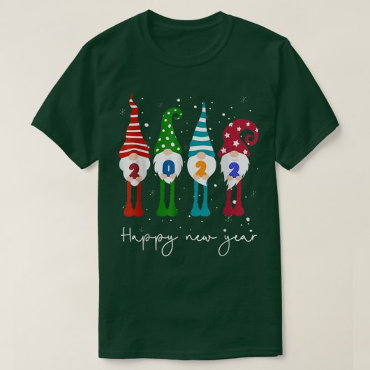 HappyNew Year 2022 Gnome Xmas-reeks - overeenstemm T-shirt (Design voorkant)