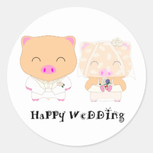 HappyWedding Ronde Sticker