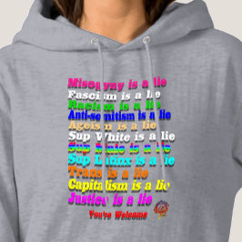 HappyWorkT FASCISME IS EEN LEUGEN, REGENBOOG MENSE Hoodie