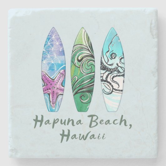 Hapuna Beach Hawaï surfplanken Stenen Onderzetter (Voorkant)