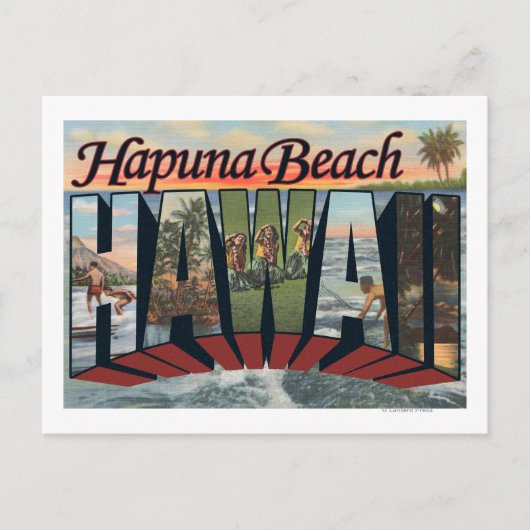 Hapuna Beach, Hawaii - grote letterscènes Briefkaart (Voorkant)