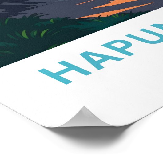 Hapuna Beach Hawaii Reisprint Poster (Hoek)