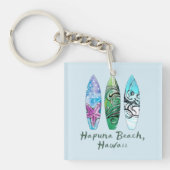 Hapuna Beach Hawaii Surfboards Sleutelhanger (Voorkant)