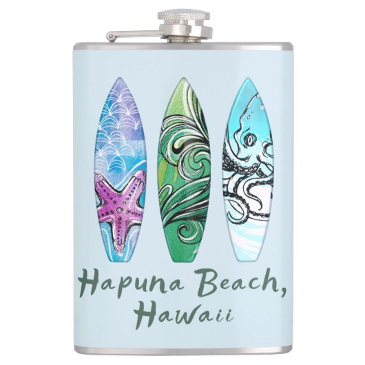 Hapuna Beach Hawaii Surfplanken  Heupfles (Voorkant)