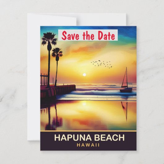 Hapuna Beach Hawaii Tropische Trouw Uitnodiging (Voorkant)