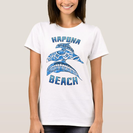 Hapuna Beach Hawaii Vacation Tribal Dolphins T-shirt (Voorkant)