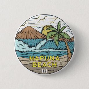 Hapuna Beach Hawaii Vintage Ronde Button 5,7 Cm