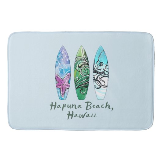 Hapuna Beach Hawaii Waterverf Surfboards Badmat (Voorkant)