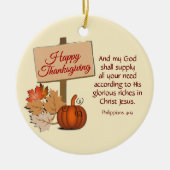 HAPY THANKSGIVING Philippians 4:19 Custom CREAM Keramisch Ornament (Voorkant)