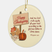 HAPY THANKSGIVING Philippians 4:19 Custom CREAM Keramisch Ornament (Links)