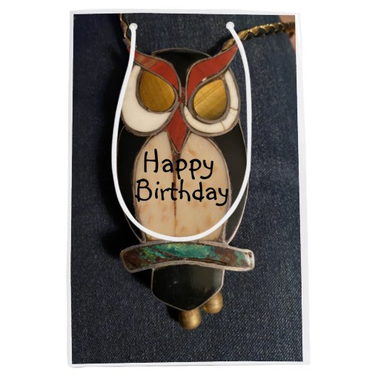 Hapyy Birthday Wise Owl Medium Cadeauzakje (Voorkant)