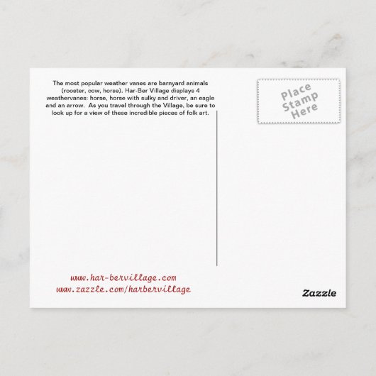 Har-Ber Village Wethervane Briefkaart (Achterkant)