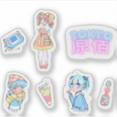 Harajuku Anime Girl Sticker (Voorkant)