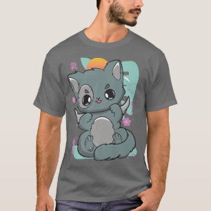 Harajuku Cat Gothic Sakura Kanji Anime Neko Angelc T-shirt