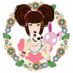 Harajuku Girl Yuriko Fotobeeldje Sleutelhanger<br><div class="desc">Decora Harajuku girl Yuriko sculpture sleutelhanger met een ronde rand bloemen.</div>