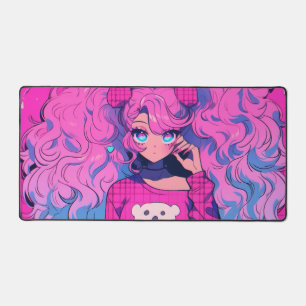 Harajuku Neon Kawaii Meisje met Tweelingstaarten Bureaumat