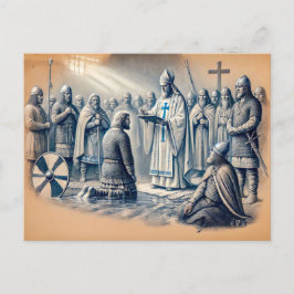 Harald Bluetooth in pastelkrijttekening Briefkaart