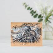 Harald Fairhair in pastelkrijttekening Briefkaart (Staand voorkant)